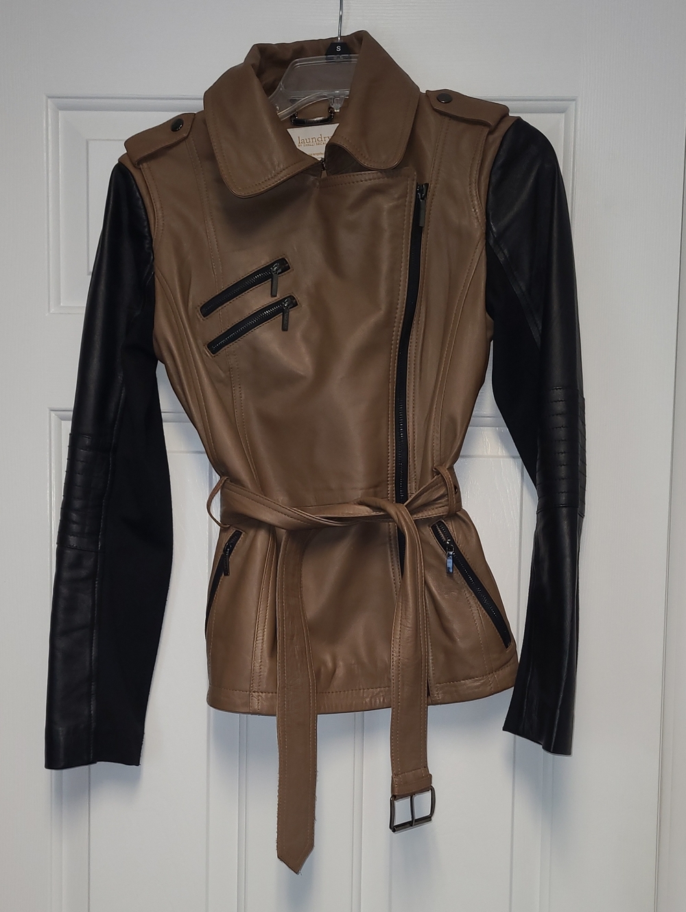 Leather Belted Jacket Laundry Small
